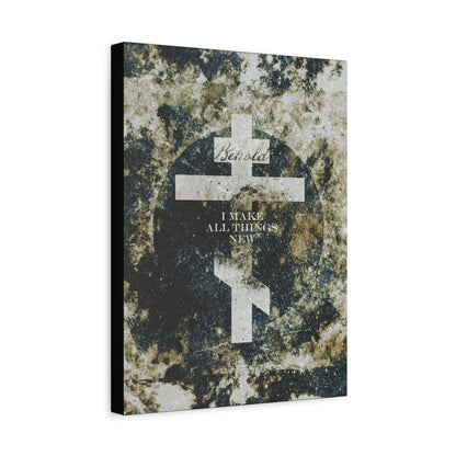 Behold, I Make All Things New | Revelation 21:5 | Cosmic Textured Orthodox Cross | Parousia | Orthodox Christian Canvas Art