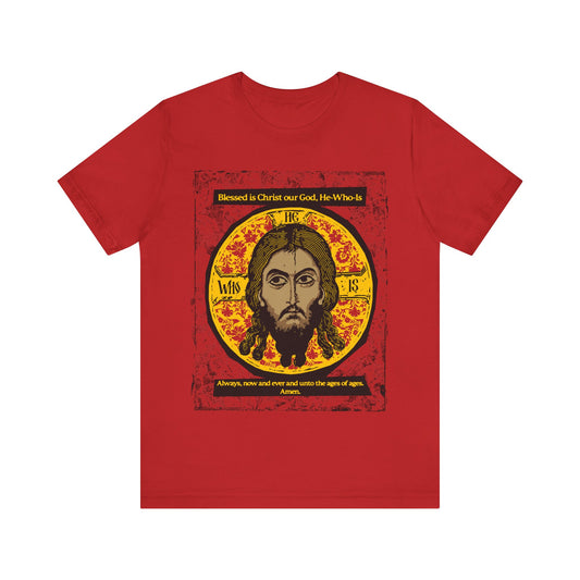 Made Without Hands (Mandylion/Image of Edessa) | Jesus Christ Orthodox Icon Graphic Design | Red Black & Yellow | Orthodox Christian T-Shirt