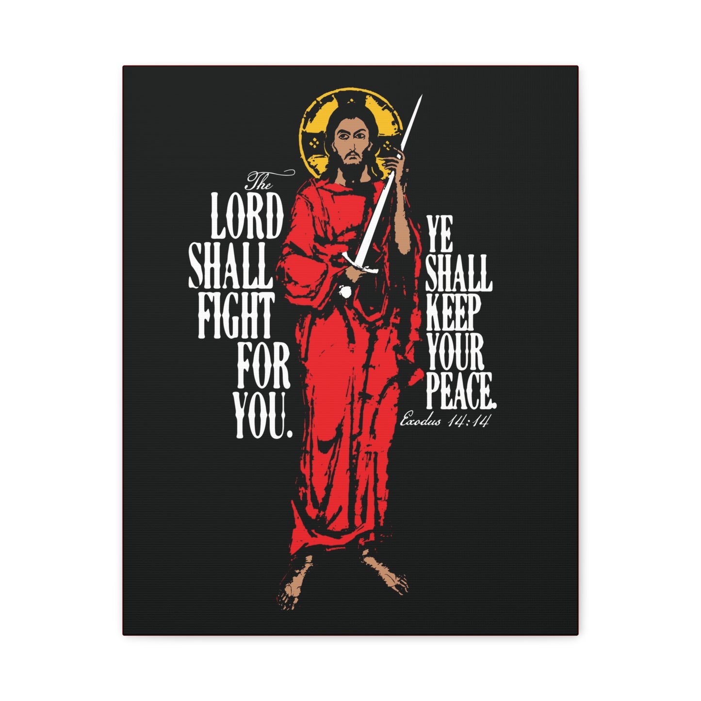 The Lord Shall Fight For You (Exodus 14:14) | Jesus Christ with Sword IconoGraphic | Orthodox Christian Canvas Art