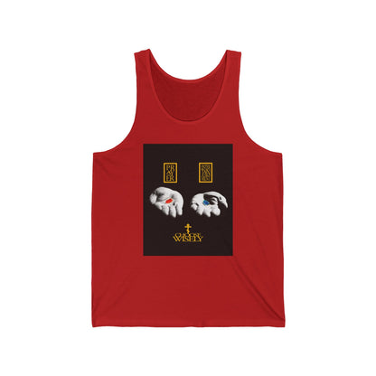 Red Pill Blue Pill (Choose Wisely) No. 1 | Orthodox Christian Jersey Tank Top / Sleeveless Shirt