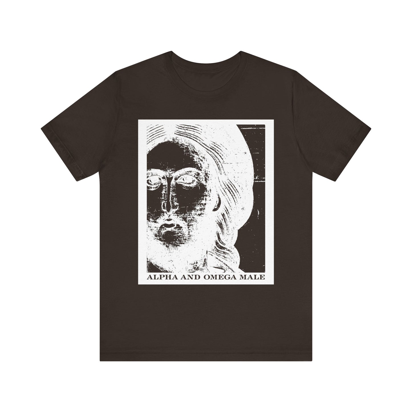 Alpha & Omega Male | Jesus Christ Icono-Graphic Photonegative | I am the Beginning & the End (Rev 22) | Lightweight Cotton Unisex T-Shirt
