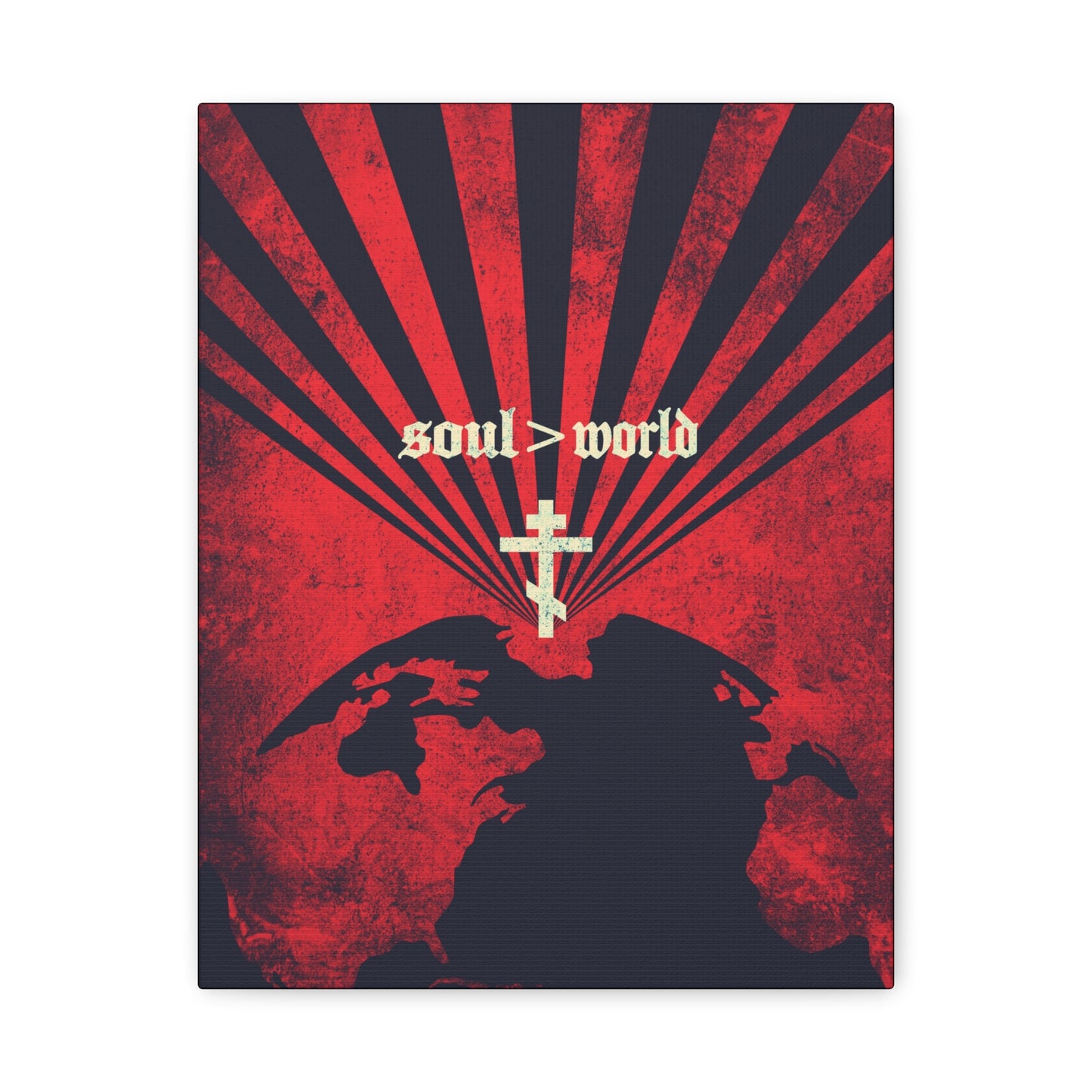 What Shall it Profit a Man | Matthew 16:26 | Soul Is Greater Than World | Red Earth White Cross | Orthodox Christian Canvas Art