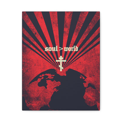 What Shall it Profit a Man | Matthew 16:26 | Soul Is Greater Than World | Red Earth White Cross | Orthodox Christian Canvas Art