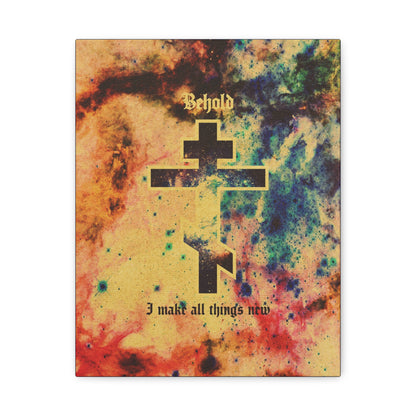 Behold, I Make All Things New (Revelation 21:5) | Cosmic Orthodox Cross On Inverted Starfield | Second Coming | Orthodox Christian Canvas Art