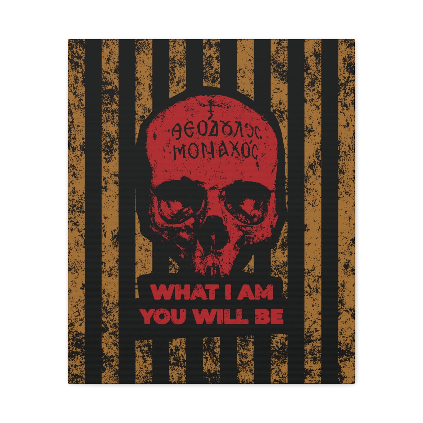 What I Am You Will Be | Memento Mori | Remembrance of Death | Mt Athos Monk Skull | Ascetic Ethos | Christian Canvas Art