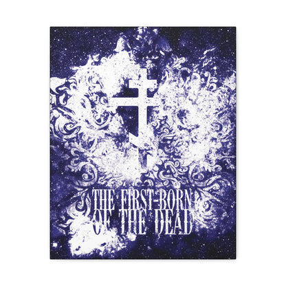 The First-Born of the Dead | Glowing White & Blue Textured Cosmic Orthodox Cross | Resurrection & Apocalypse | Christian Canvas Art