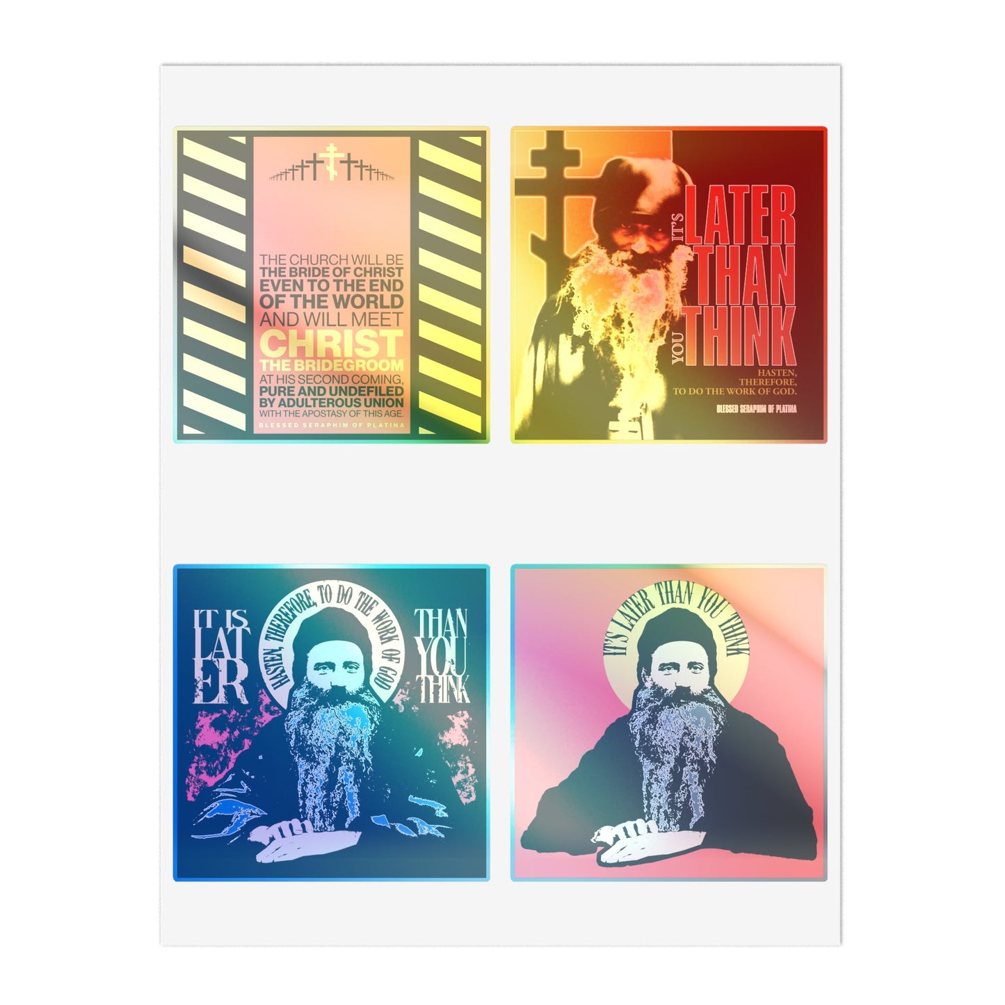 Fr Seraphim Rose 4x4 Sticker Sheet No. 1 | It's Later Than You Think | Modern Saint Graphic Decor | Apocalyptic | Orthodox Christian Stickers