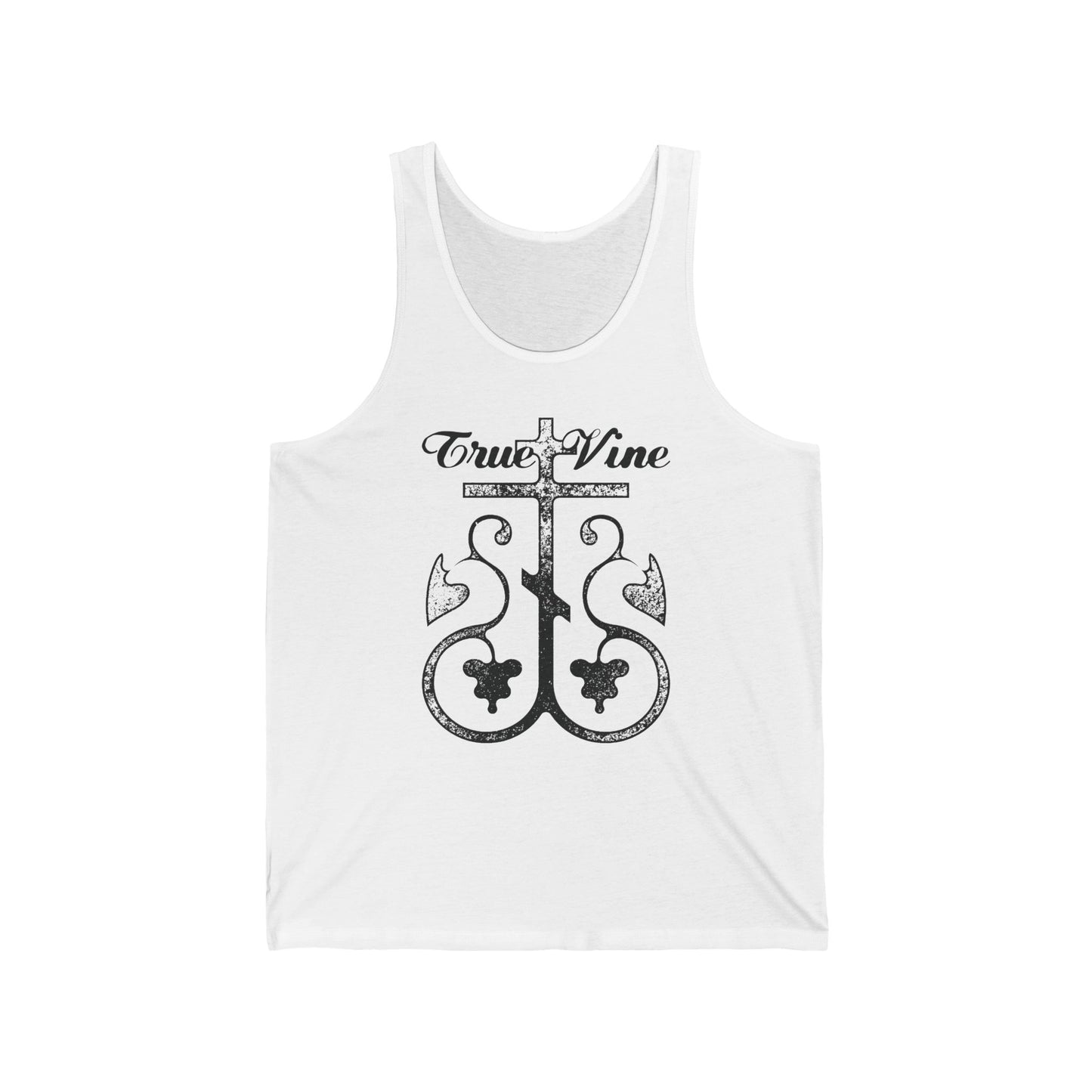 I Am the True Vine (John 15, Ezekiel 15) | Orthodox Cross with Grape Vine | Photocopy Effect | Orthodox Christian Tank Top