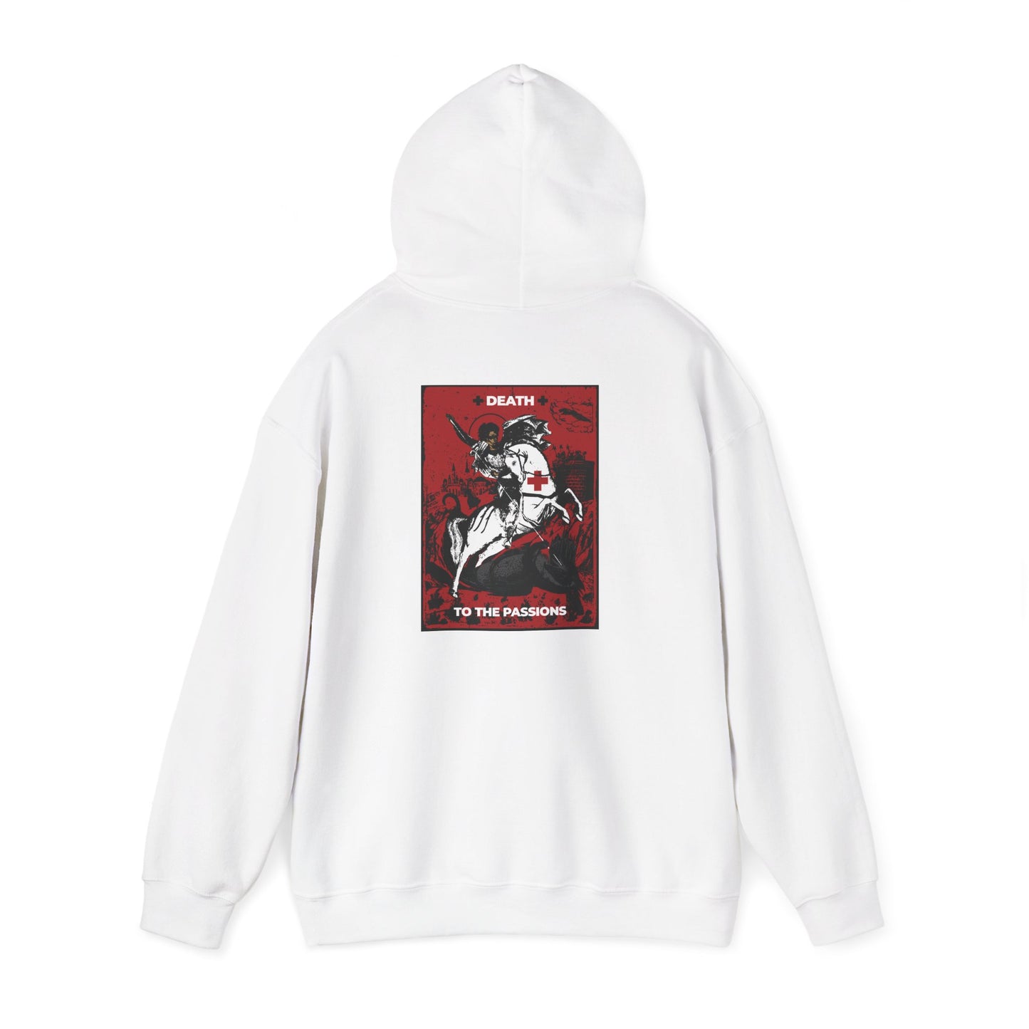 St George Slaying the Dragon | Cross on Front Left Breast | Death to the Passions | Ascetic Orthodox Christianity | Double-Sided Unisex Hoodie