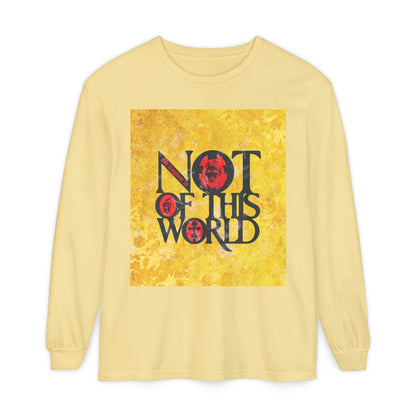 My Kingdom is Not of This World (John 18:36) | Bold Red, Yellow & Black Textured Design with Icon Motifs | Orthodox Christian Long Sleeve Shirt