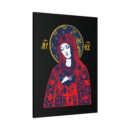 Joy of All Joys Tenderness Theotokos Iconographic Based on Traditional Orthodox Iconography | Red Design | Orthodox Christian Canvas Art