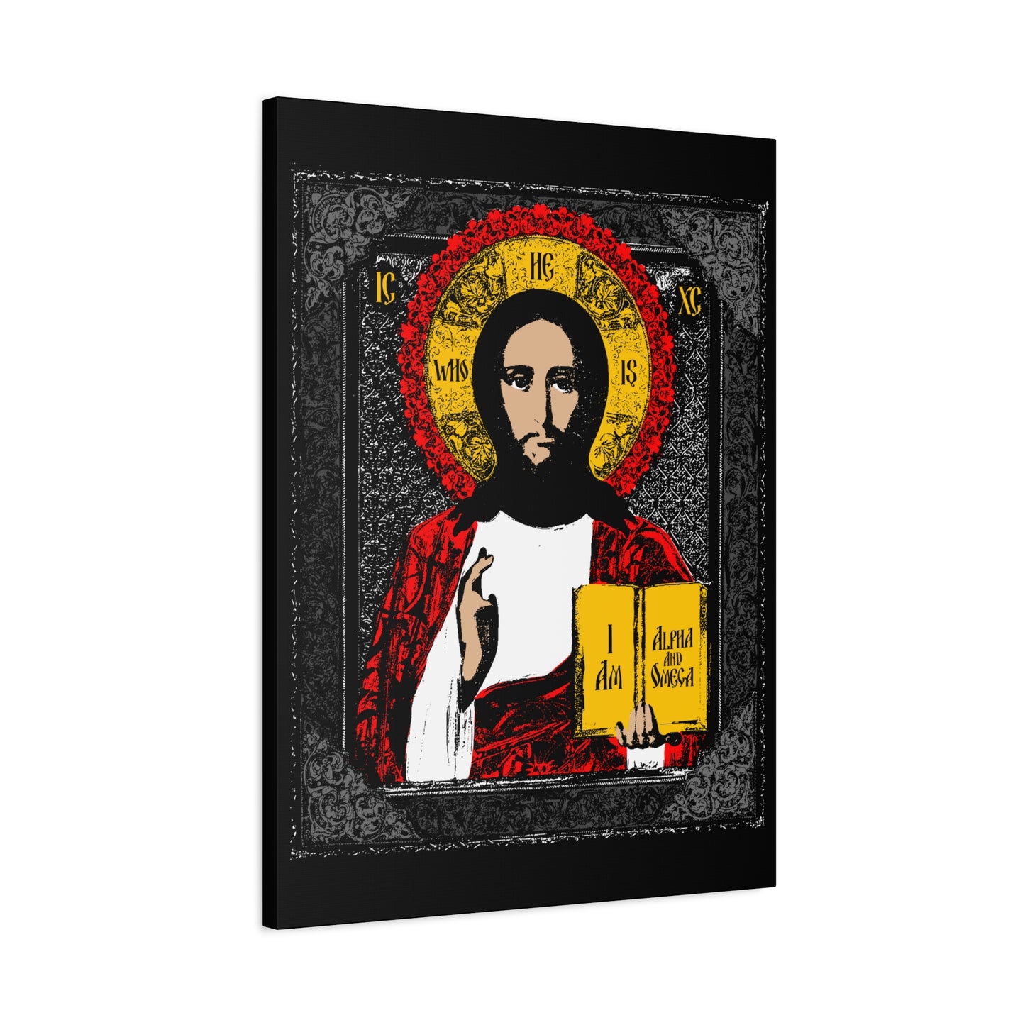 Christ Pantocrator Icono-Graphic | He-Who-Is | I Am the Alpha and Omega | Ancient Icon Graphic Design | Orthodox Christian Canvas Art