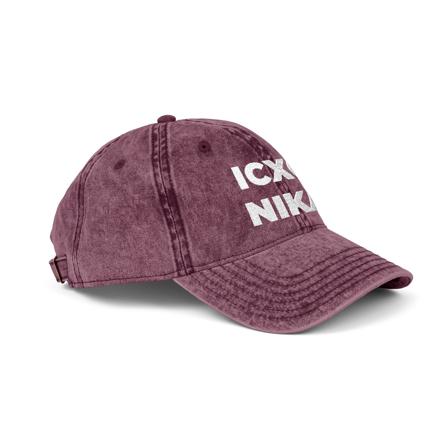 White ICXC NIKA Text Christogram | Orthodox Christian Symbol Meaning "Jesus Christ Conquers" | Christ is King | Denim Embroidered Cap