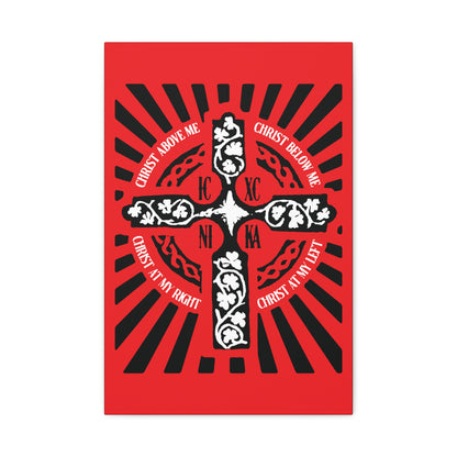 Red ICXC NIKA Enniskillen Celtic Cross | Lorica of St. Patrick | Shield Prayer | Orthodox Christian Canvas Art