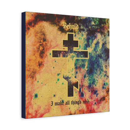 Behold, I Make All Things New (Revelation 21:5) | Cosmic Orthodox Cross On Inverted Starfield | Second Coming | Orthodox Christian Canvas Art
