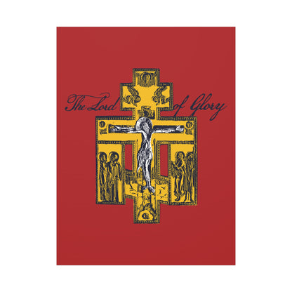 The Lord of Glory | Russian Golgotha Crucifix IconoGraphic (Red BG) | 1 Corinthians 2:8 | Orthodox Christian Canvas Art