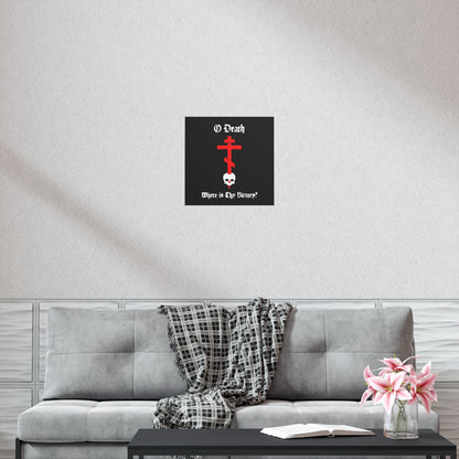 O Death Where is Thy Victory? 1 Cor 15:55 | Cross Stabbing Skull | Spraypaint Aesthetic | Orthodox Christian Art Poster