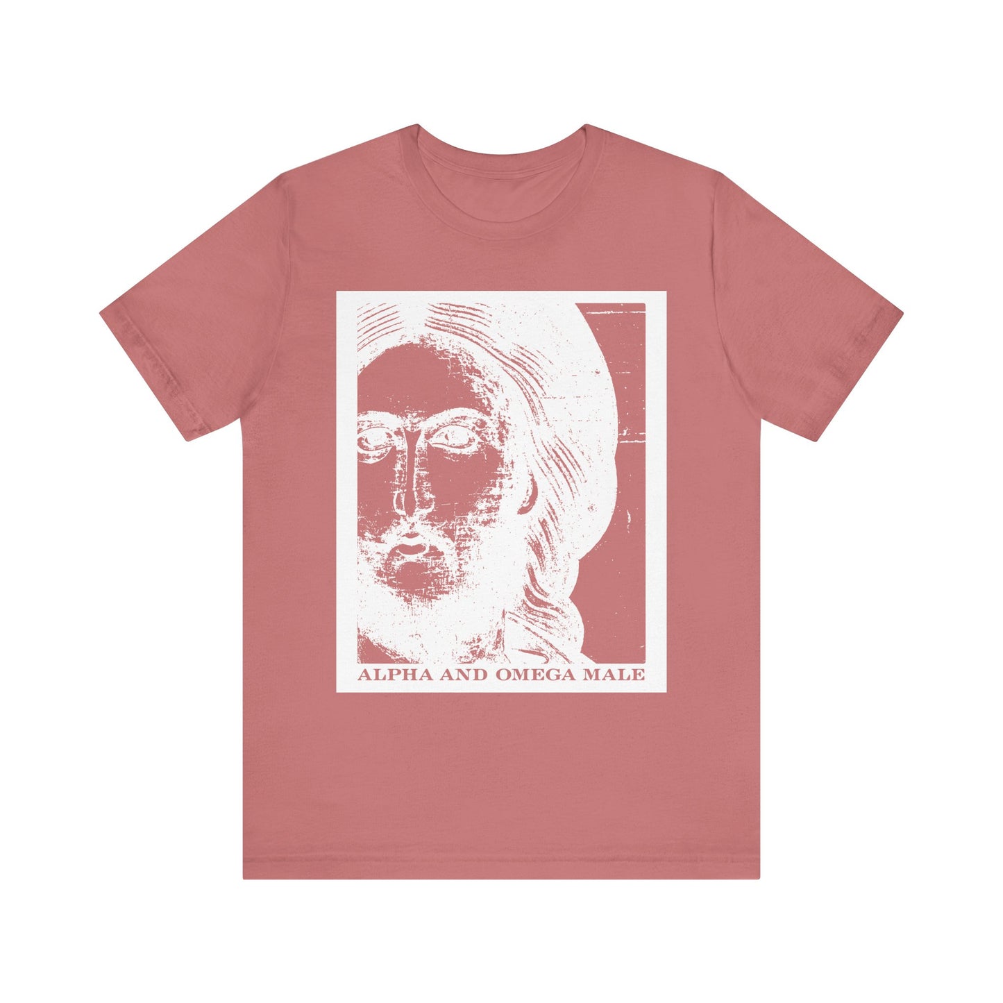 Alpha & Omega Male | Jesus Christ Icono-Graphic Photonegative | I am the Beginning & the End (Rev 22) | Lightweight Cotton Unisex T-Shirt