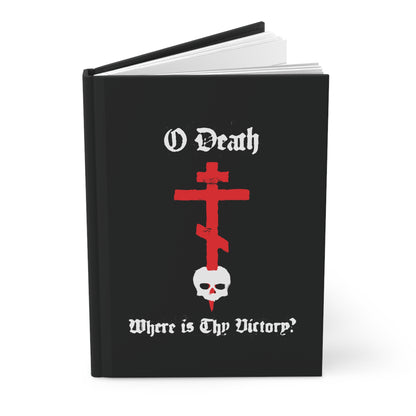 O Death Where is Thy Victory? 1 Cor 15:55 | Orthodox Cross Stabbing Skull | Spraypaint Aesthetic | Orthodox Christian Hardcover Journal