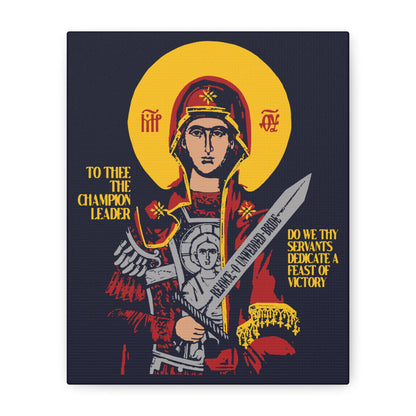 To Thee the Champion Leader | Mother of God | Theotokos with Sword IconoGraphic | Orthodox Christian Canvas Art