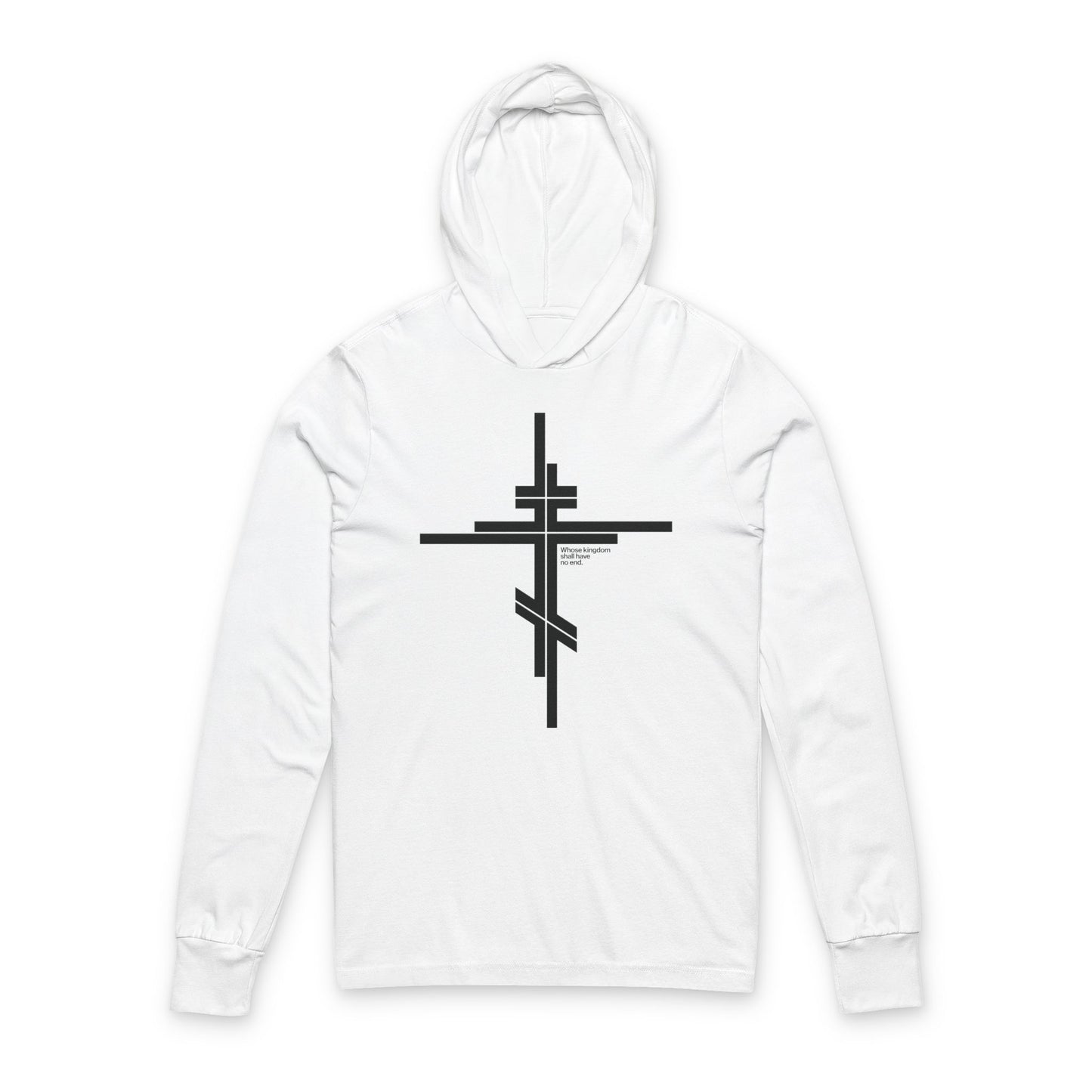 Whose Kingdom Shall Have No End | Luke 1:32-33 | Orthodox Cross | Modernist Minimalist Logo Style | Orthodox Hooded Shirt