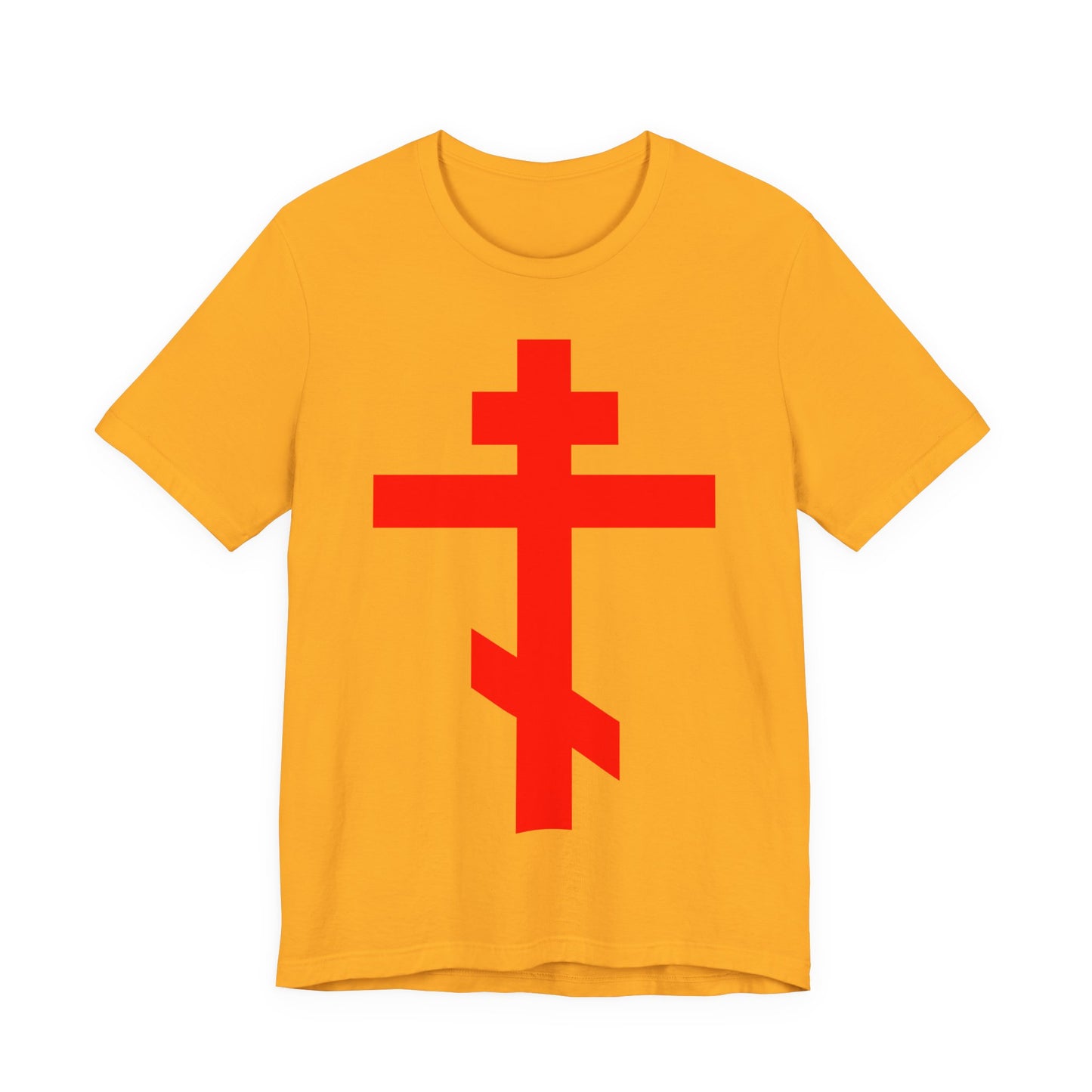 Red Orthodox Tribar Cross | Preserve Thy People By Thy Cross, O Lord | Christ is King | Christian Unisex Cotton Tee