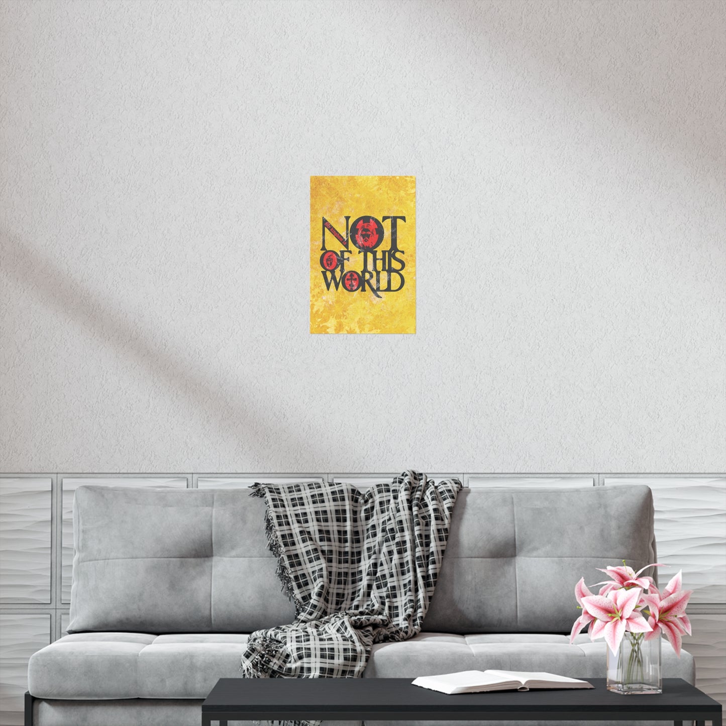 My Kingdom is Not of This World (John 18:36) | Bold Red, Yellow & Black Textured Design with Icon Motifs | Orthodox Christian Art Poster