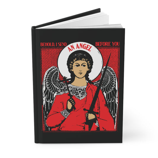 Behold I Send an Angel Before You (Ex 23:20) | Guardian Angel With Cross & Sword IconoGraphic | Orthodox Christian Hardcover Journal