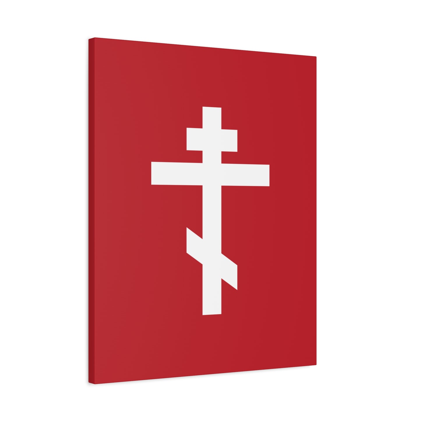 White Orthodox Cross Red Background | The cross is foolishness to those who are perishing, to us it is the power of God | Orthodox Canvas Art