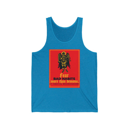 Fear Bad Habits More Than Demons (St Ignatius Brianchaninov) No. 1 | Orthodox Christian Jersey Tank Top / Sleeveless Shirt