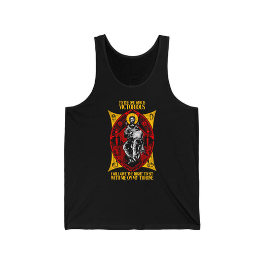 Christ Enthroned IconoGraphic (To the One Who Is Victorious) No. 1 | Orthodox Christian Jersey Tank Top / Sleeveless Shirt