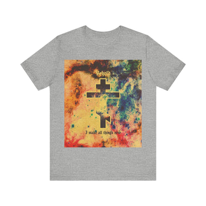 Behold, I Make All Things New (Revelation 21:5) | Cosmic Orthodox Cross On Inverted Starfield | Second Coming | Orthodox Christian Cotton T-Shirt