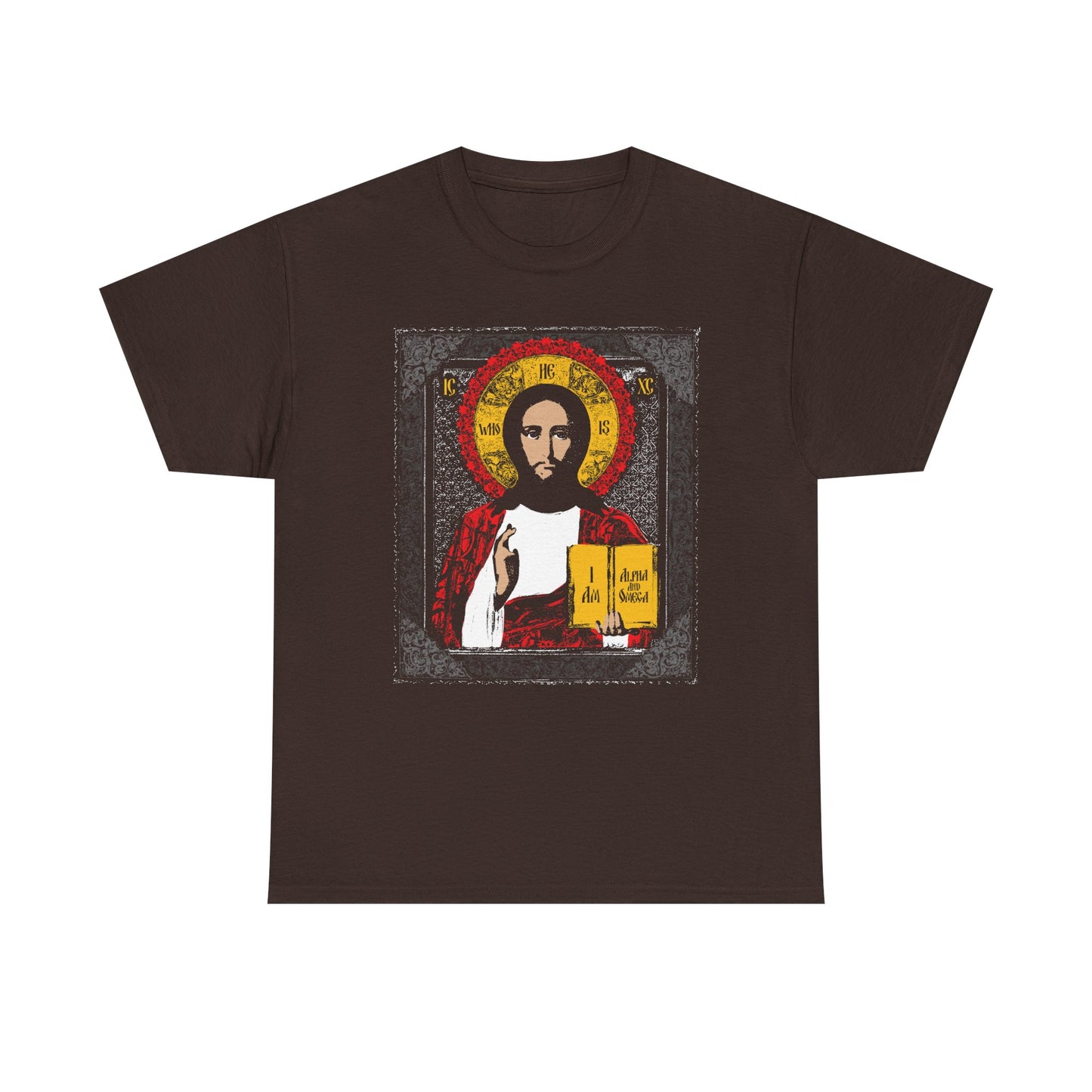 Christ Pantocrator Icono-Graphic | He-Who-Is | I Am the Alpha and Omega | Ancient Icon Graphic Design | Midweight Cotton Unisex Tee