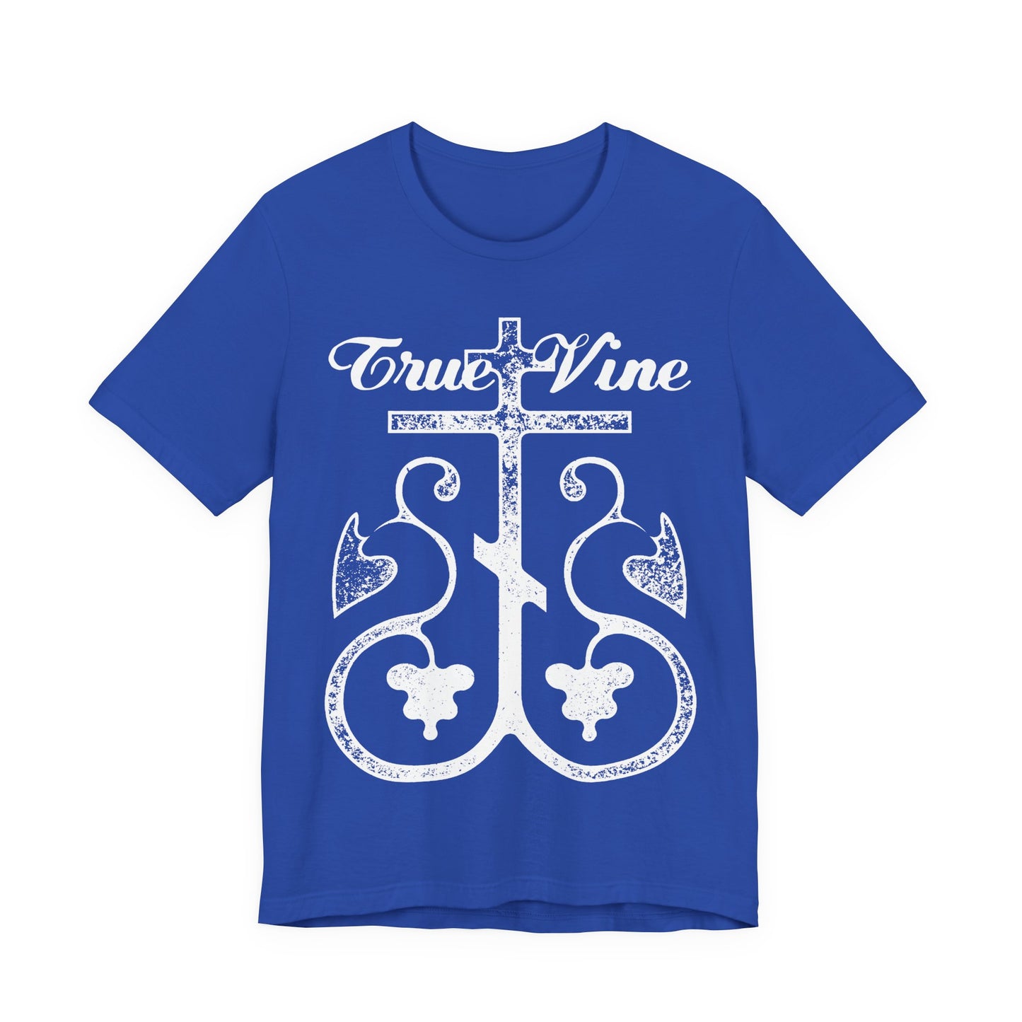 I Am the True Vine (John 15, Ezekiel 15) | Orthodox Cross with Grape Vine | Photocopy Effect | Christian Unisex Cotton T-Shirt