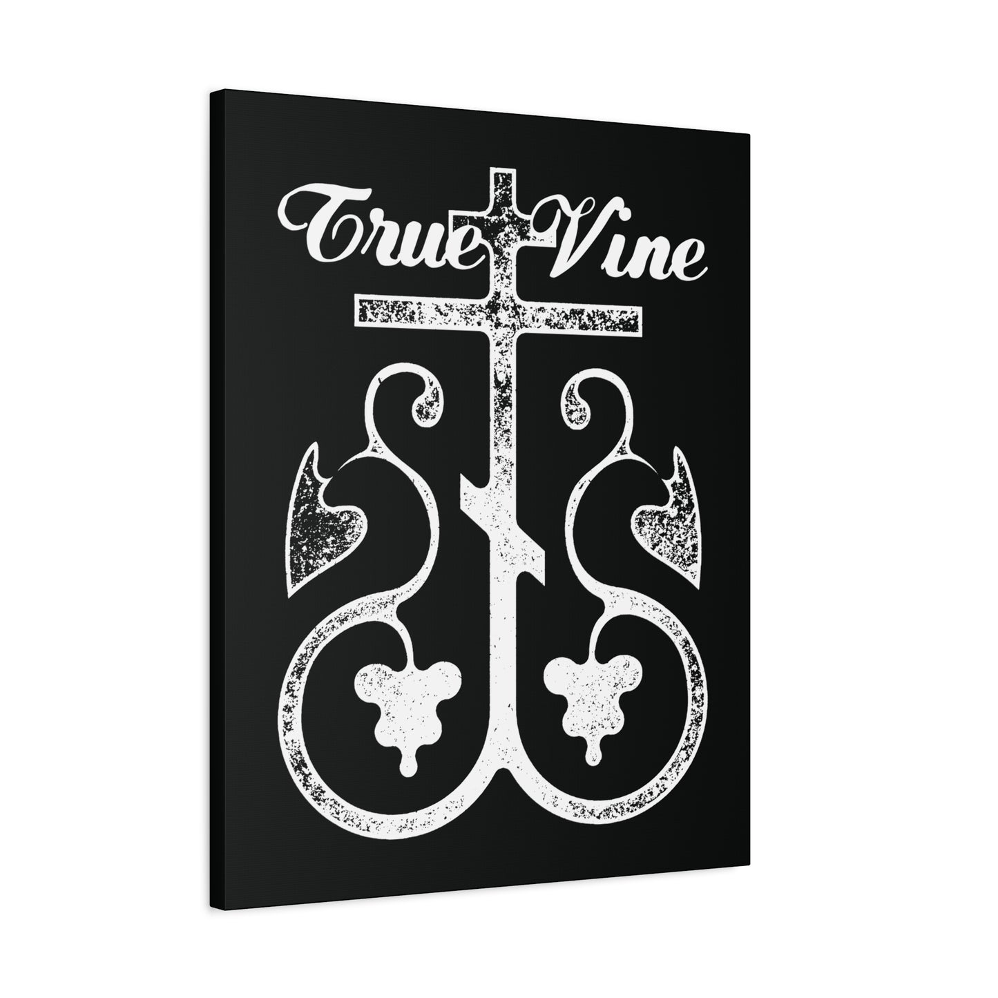 I Am the True Vine (John 15, Ezekiel 15) | Orthodox Cross with Grape Vine | Photocopy Effect | Orthodox Christian Canvas Wall Art