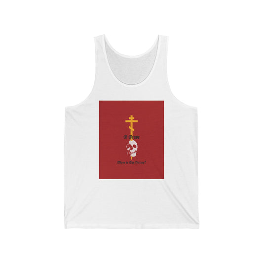 O Grave, Where Is Thy Victory? No. 1 (1 Cor 15:55) | Orthodox Christian Jersey Tank Top / Sleeveless Shirt
