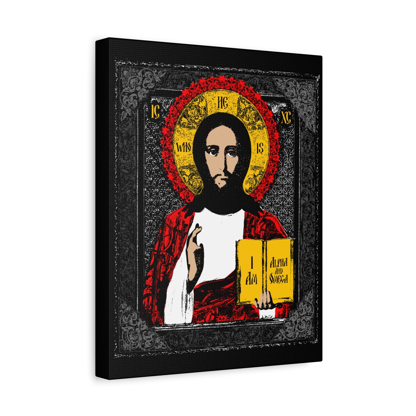 Christ Pantocrator Icono-Graphic | He-Who-Is | I Am the Alpha and Omega | Ancient Icon Graphic Design | Orthodox Christian Canvas Art