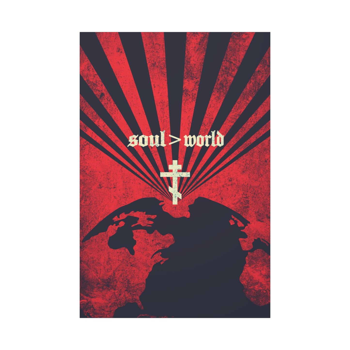 What Shall it Profit a Man | Matthew 16:26 | Soul Is Greater Than World | Red Earth White Cross | Orthodox Christian Canvas Art