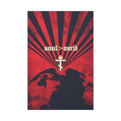 What Shall it Profit a Man | Matthew 16:26 | Soul Is Greater Than World | Red Earth White Cross | Orthodox Christian Canvas Art