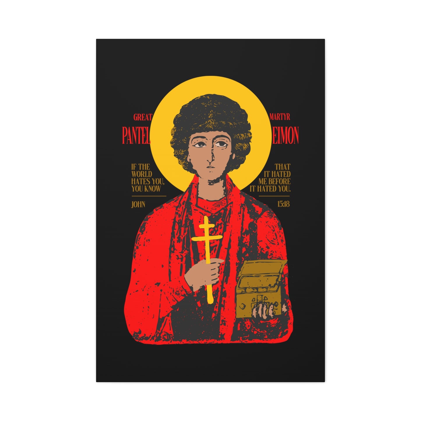 Great-Martyr Panteleimon IconoGraphic No. 1 | Orthodox Christian Canvas Art