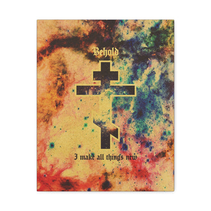 Behold, I Make All Things New (Revelation 21:5) | Cosmic Orthodox Cross On Inverted Starfield | Second Coming | Orthodox Christian Canvas Art