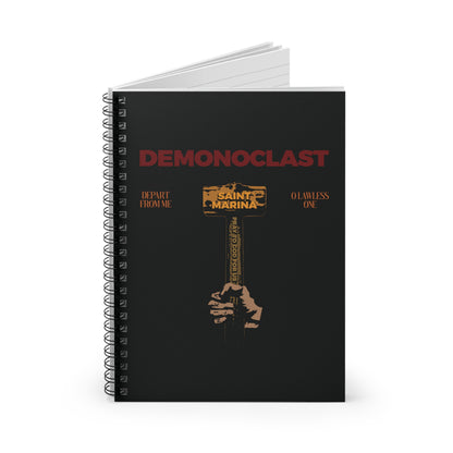 The Demonoclast | St. Marina's Hammer Orthodox Spiral Notebook features a hand holding the Saint Marina-labeled sledgehammer, inspired by the Life of the Great Martyr Marina—perfect for Christian Unseen Warfare and Martyrdom themes.