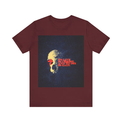 To Live is Christ and to Die is Gain | Phil 1:21 | Retro Texture | Glowing Letters and Cross with Skull | Orthodox Christian T-Shirt