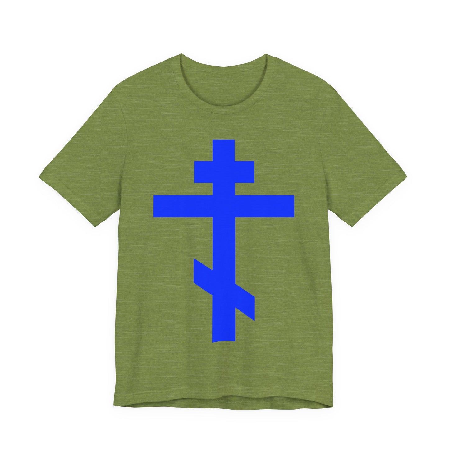 Royal Blue Orthodox Tribar Cross | Preserve Thy People By Thy Cross, O Lord | Christ is King | Christian Unisex Cotton Tee