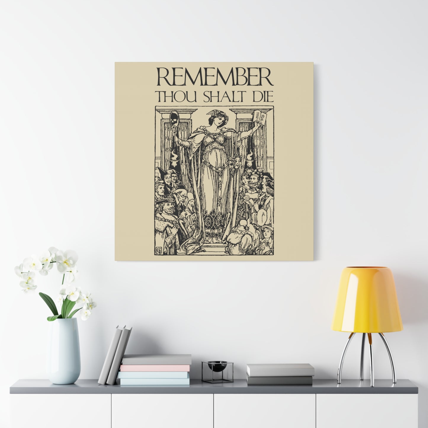 Remember You Will Die Shakespearean Design | Memento Mori | Classic Woodcut Illustration Aesthetic | Christian Wall Art