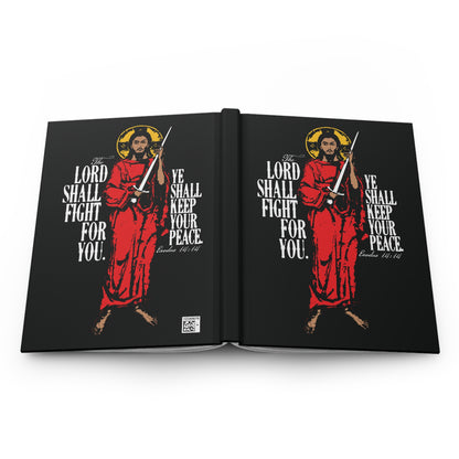 The Lord Shall Fight For You (Exodus 14:14) | Jesus Christ with Sword IconoGraphic | Orthodox Christian Hardcover Journal