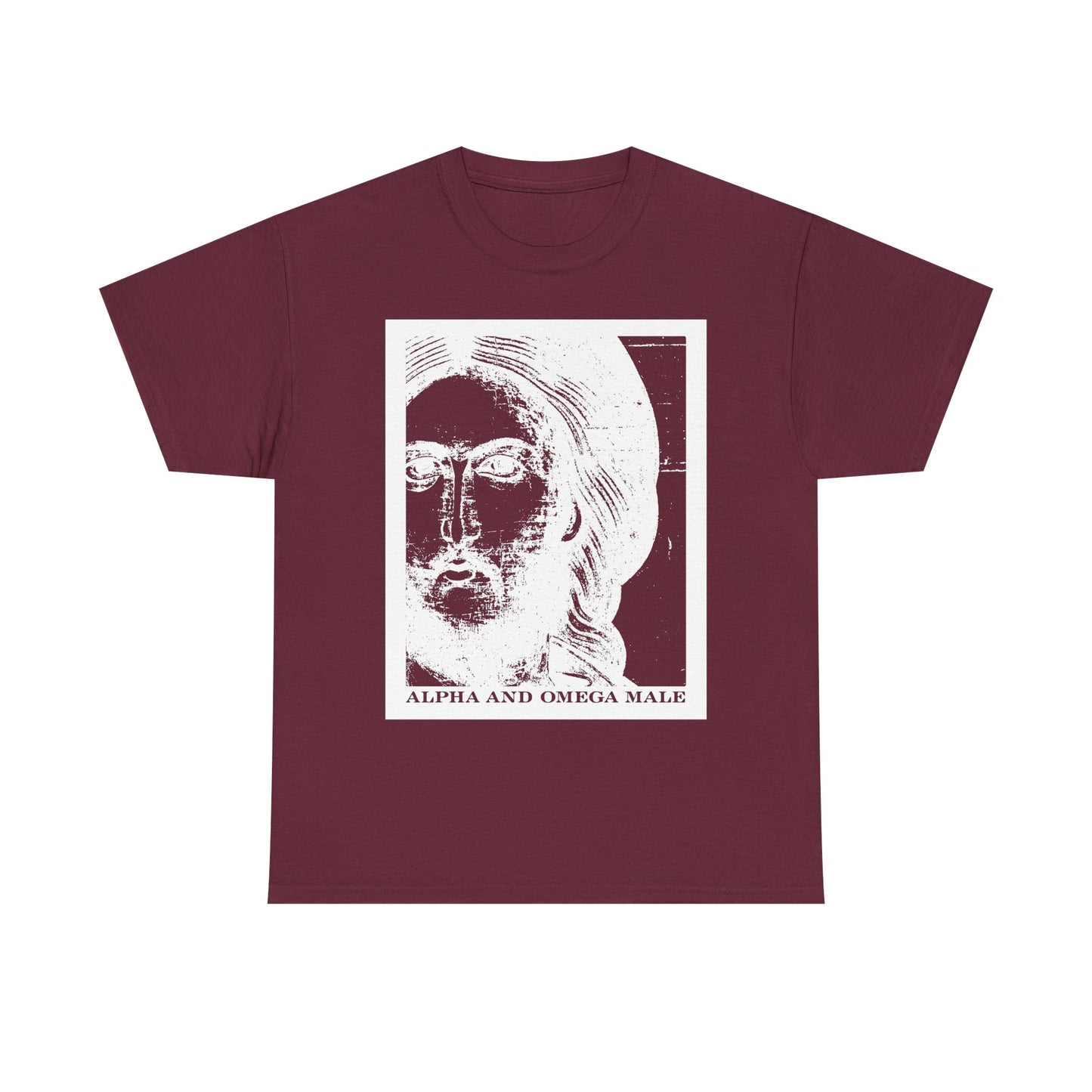 Alpha & Omega Male | Jesus Christ Icono-Graphic Photonegative | I am the Beginning & the End (Rev 22) | Midweight Cotton Unisex T-Shirt