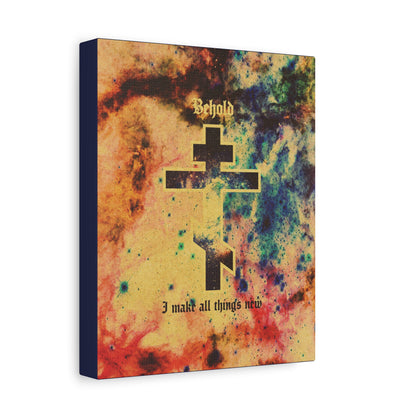 Behold, I Make All Things New (Revelation 21:5) | Cosmic Orthodox Cross On Inverted Starfield | Second Coming | Orthodox Christian Canvas Art