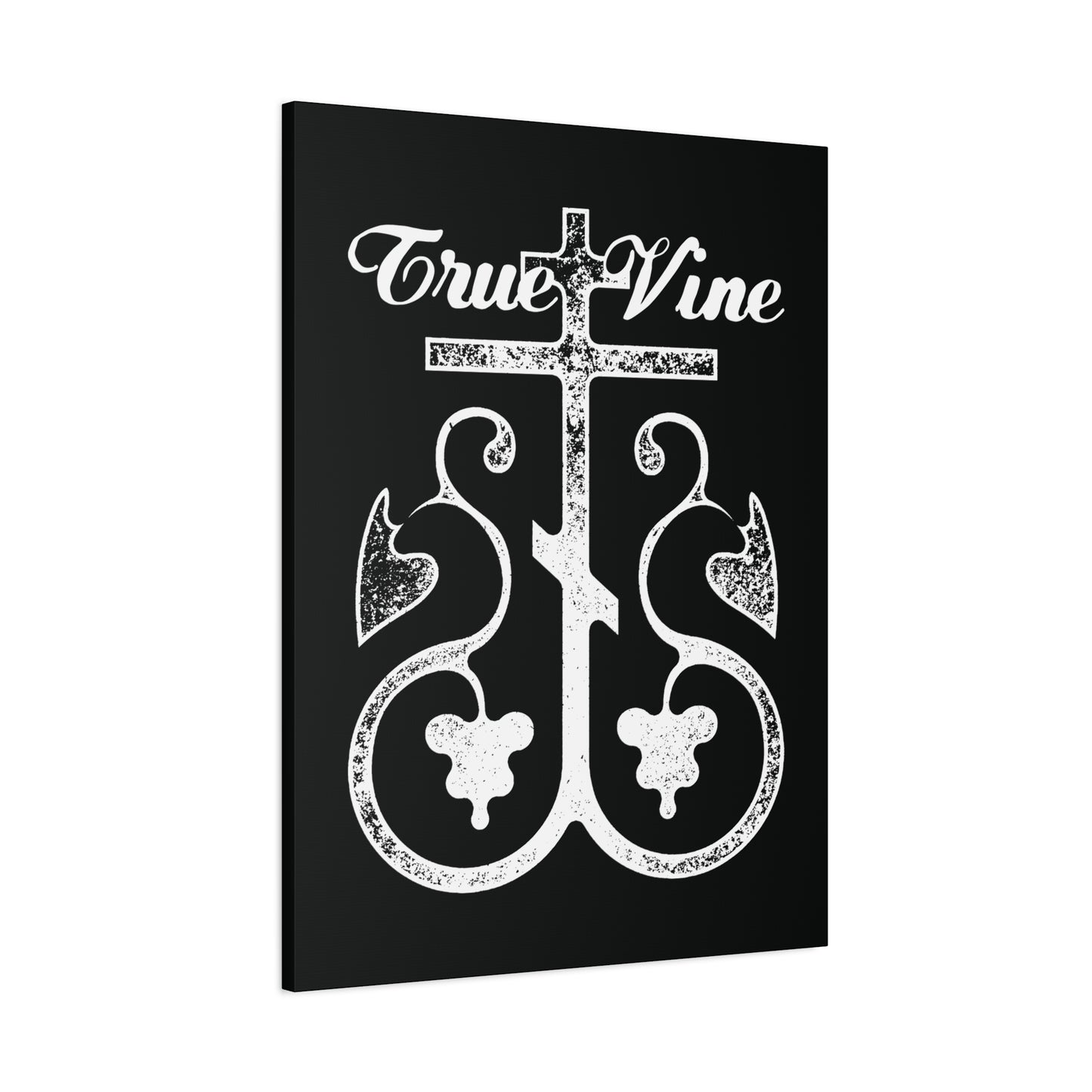 I Am the True Vine (John 15, Ezekiel 15) | Orthodox Cross with Grape Vine | Photocopy Effect | Orthodox Christian Canvas Wall Art