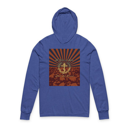 The Gates of Hades Shall Not Prevail | Cross with Wreath & Crown of Thorns | Skulls and Rays | Orthodox Long Sleeve Hooded Shirt